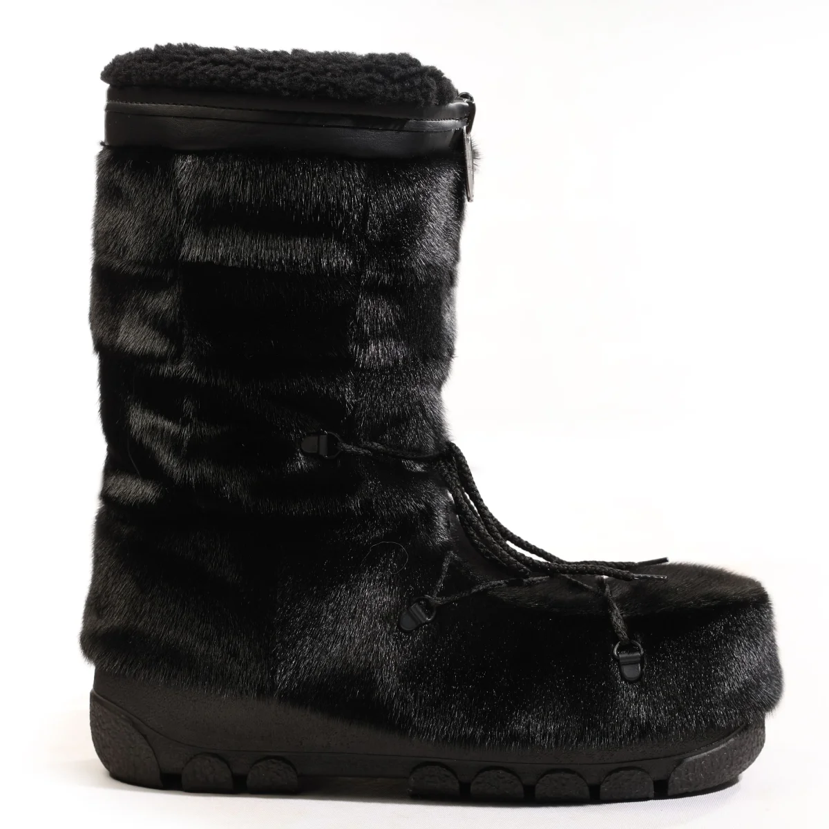 Bottes en fourrure de loup marin "Style damier" - Femme – Image 3