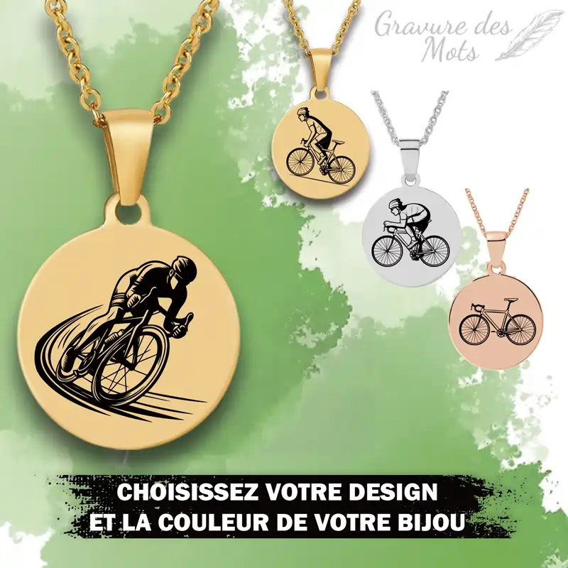 Collier Cycliste pour homme avec gravure Personnalisée – Image 3